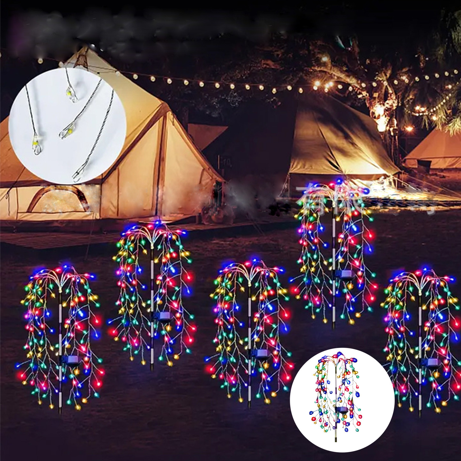 29.5in Outdoor Christmas Lights, CXALSSY C9 LED Solar Christmas Lights near Me, IP65 Waterproof Firecrackers XMAS Decorations, Solar Outdoor Christmas Lights for House